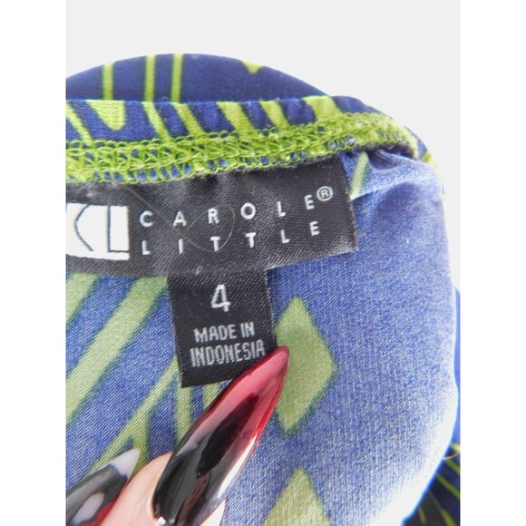 Carole Little Blue Green Halter Maxi Dress 4 - Beaded Neckline - Excellent - Picture 11 of 12